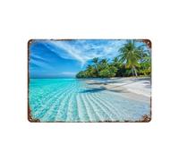 PGCKSK Panneau Métal Vintage,Plage tropicale aux Maldives,Fer Plaque Peinture Rétro Décoration Murale Art Mural à Suspendre pour Jardin Cour Maison Café Extérieur Club Bar-15 x 30 cm （6 x12 inch） H88