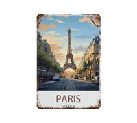 PGCKSK Paris France,Vintage Métal Étain Signe Rétro Fer Affiche Peinture pour la Maison Bar Café Cuisine Restaurant Décoration Murale(20x30cm 8x12 inch-N35