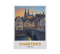 PGCKSK Peinture de diamants 5D DIY，Chartres France，Kit de broderie en cristal pour adultes et enfants Kit de point de Croix Rhinestone Home Decoration（40 x 50 cm/15.74 x 19.68 pouces）-FB39