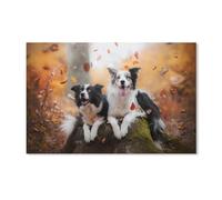 PGCKSK Peinture Par Numéros,2 Joyeux Border Collies,Diamond Painting Adulte Diamond Painting Strass Cristal Complet Kits Maison Décoration Murale(40x40cm)-C5