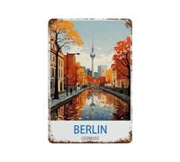 PGCKSK Plaque en métal rétro,Berlin Allemagne,pour décoration de maison, cuisine, bar, café, club, cave - Décoration murale vintage(20x30cm 8x12 inch-O92