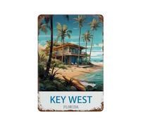 PGCKSK Plaque en métal rétro，Key West Floride，pour décoration de maison, cuisine, bar, café, club, cave - Décoration murale vintage(30x40cm 12x16 inch-R92