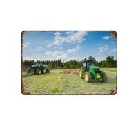 PGCKSK Plaque en métal rétro,Tracteur sur l'herbe,pour décoration de maison, cuisine, bar, café, club, cave - Décoration murale vintage-20 x 30 cm (8 x 12 inch) G92