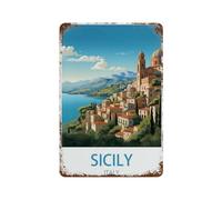PGCKSK Plaque en métal vintage，Sicile Italie，Vintage Art Sign Home Kitchen Bar Cafe Club Cave Décoration Tin Sign(20x30cm 8x12 inch-P13