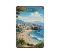 PGCKSK Plaque humoristique en métal,Lac de Madère Portugal,Décoration murale rétro pour maison, cuisine, salle à manger, bar, café, restaurant, club, grotte(15x30cm 6x12 inch-N23