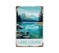 PGCKSK Plaque humoristique en métal,Lac Louise Alberta,Décoration murale rétro pour maison, cuisine, salle à manger, bar, café, restaurant, club, grotte(15x30cm 6x12 inch-R63