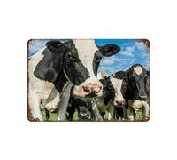 PGCKSK Plaque humoristique en métal,Vaches à la ferme,Décoration murale d'intérieur pour cuisine, boulangerie, café, bar, ferme, restaurants, café,30 x 40 cm (12 x 16 inch)-T6