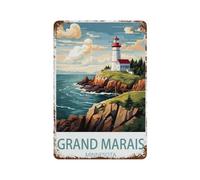 PGCKSK Signe Métal Vintage,Grand Marais Minnesota,Rétro Peinture Plaque Signe En Fer Décor Mural Art Mural Suspendu Pour Salon Maison Café Décoration Noël Cadeau(20x30cm 8x12 inch-Q90
