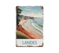 PGCKSK Signe Métal Vintage,Landes France Beach,Rétro Peinture Plaque Signe En Fer Décor Mural Art Mural Suspendu Pour Salon Maison Café Décoration Noël Cadeau(20x30cm 8x12 inch-Q50