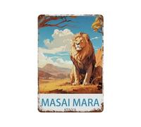 PGCKSK Signe Métal Vintage,Masai Mara Kenya,Rétro Peinture Plaque Signe En Fer Décor Mural Art Mural Suspendu Pour Salon Maison Café Décoration Noël Cadeau(20x30cm 8x12 inch-N30