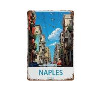 PGCKSK Signe Métal Vintage，Naples Italie，Rétro Peinture Plaque Signe En Fer Décor Mural Art Mural Suspendu Pour Salon Maison Café Décoration Noël Cadeau(30x40cm 12x16 inch-R10