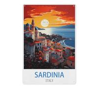 PGCKSK Signe Métal Vintage，Sardaigne Italie，Rétro Peinture Plaque Signe En Fer Décor Mural Art Mural Suspendu Pour Salon Maison Café Décoration Noël Cadeau(20x30cm 8x12 inch-V90