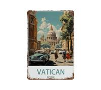 PGCKSK Signe Métal Vintage,Vatican Rome,Rétro Peinture Plaque Signe En Fer Décor Mural Art Mural Suspendu Pour Salon Maison Café Décoration Noël Cadeau(15x30cm 6x12 inch-R30