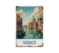 PGCKSK Venise Italie, Lac，Panneau en métal - Plaque murale pour maison, bar, café, salle de jeux, garage(30x40cm 12x16 inch-N57