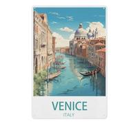 PGCKSK Venise Italie，Vintage Métal Étain Signe Rétro Fer Affiche Peinture pour la Maison Bar Café Cuisine Restaurant Décoration Murale(15x30cm 6x12 inch-X15