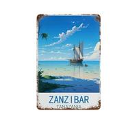 PGCKSK Zanzibar Tanzanie Affiche Lac，Vintage Métal Signe D'Étain pour la Maison Cuisine Ferme Jardin Garage Décoration Murale(20x30cm 8x12 inch-O16