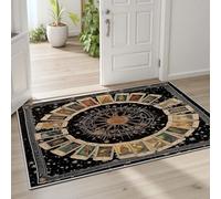 Pggong Cartes et Tarot Divination Tapis Doux Poils Ras, Paillasson Lavable Ciel étoilé Étoiles Mystique Géométrique Antidérapant, 40x60 cm, pour Le Salon, Chambre à Coucher