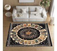 Pggong Cartes et Tarot Divination Tapis Doux Poils Ras, Paillasson Lavable Ciel étoilé Étoiles Mystique Géométrique Antidérapant, 40x60 cm, pour Le Salon, Chambre à Coucher