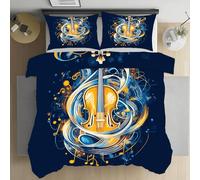 Pggong Housse de Couette 140x200 Musikinstrumente Douce et Respirante, Guitare Note de Musique Thème Musical Parure de Lit avec Fermeture Éclair, 2 Taies d'oreiller 65x65cm