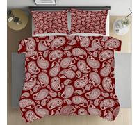 Pggong Housse de Couette Motif Cachemire Fleur Housse de Couette 220x240 Fermeture Éclair, Boheme Floral Traditionnel Abstrait Parure de Lit avec 2 Taies d'oreiller Douce et Respirante