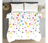 Pggong Housse de Couette Pois Multicolore Housse de Couette 220x240 Fermeture Éclair, Cercle Coloré Géométrique Parure de Lit avec 2 Taies d'oreiller Douce et Respirante