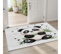 Pggong Motif Panda Mignon Bambou Étoiles Tapis Doux Poils Ras, Paillasson Lavable Animaux Dessin Animé Chinois Antidérapant, 40x60 cm, pour Le Salon, Chambre à Coucher