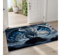 Pggong Motif Tigre Blanc Océan Tapis Doux Poils Ras, Paillasson Lavable Fantaisie Animaux Paysage Naturel Antidérapant, 40x60 cm, pour Le Salon, Chambre à Coucher
