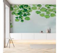 Pggong Papier Peint 350x256 cm Feuille Plante Vert Papier Peint Tapisserie Naturel Botanique Wallpaper Autocollant Amovible Panoramique pour Salon Chambre Bureau Adhesif Meuble