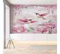 Pggong Papier Peint 350x256 cm Motif de Oiseau Colibri Pivoine Papier Peint Tapisserie Fleur Plante Luxe Esthétique Wallpaper Autocollant Amovible Panoramique pour Salon Chambre Bureau Adhesif Meuble