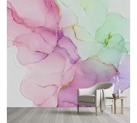 Pggong Papier Peint 3D Marbre Aquarelle Rose et Vert Papier Peint Texture Doré Abstrait Luxe Poster Tapisserie Murale Film Adhesif Meuble Chambre à Coucher Maison Décoration 250x175 cm