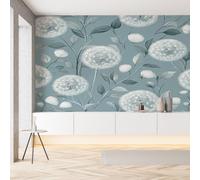 Pggong Papier Peint Auto-Adhésif Feuille Fleur Pissenlit Papier Peint Panoramique Botanique Pétale Floral Pastoral Naturel Wallpaper Autocollant Film Meuble Murale pour Salon Chambre Bureau 400x280cm