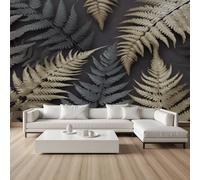 Pggong Papier Peint Feuilles de Fougère 3d Papier Peint Panoramique Feuillage Botanique Gris Foncé Poster Mural Auto-Adhésif Mural Film Meuble Décoration Murale Cuisine 100x70 cm
