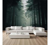 Pggong Papier Peint Forêt Brouillard Jungle Papier Peint Panoramique Naturel Paysage Pin Arbre Poster Mural Auto-Adhésif Mural Film Meuble Décoration Murale Cuisine 100x70 cm