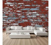 Pggong Papier Peint Meuble Brique Blanc Rouge Vintage Papier Peint Soie Nostalgique Géométrique Rouleau Adhesif Wallpaper Autocollant Film Décoration Murale Salon Chambre Bureau 430x300 cm