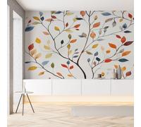 Pggong Papier Peint Meuble Feuille Plante Branche Multicolore Papier Peint Soie Feuilles Coloré Rouleau Adhesif Wallpaper Autocollant Film Décoration Murale Salon Chambre Bureau 430x300 cm