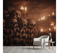 Pggong Papier Peint Meuble Tête de Mort Papier Peint Soie Skull Crâne Gothique Dia de los Muertos Rouleau Adhesif Wallpaper Autocollant Film Décoration Murale Salon Chambre Bureau 430x300 cm