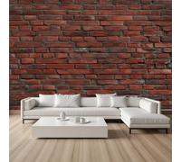 Pggong Papier Peint Soie Brique Rouge Vintage Papier Peint Auto-Adhésif Nostalgique Géométrique Autocollant Mural, Film Meuble Décoration Murale 3D Cuisine Salle de Bains 100x70 cm