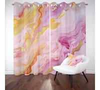 Pggong Rideau Occultant Marbre Rose Or Aquarelle Rideaux Thermique Moderne Abstrait Luxe Lot de 2 Opaque à Oeillets Rideaux Anti Chaleur 132x210 cm Isolation Phonique pour Chambre Salon