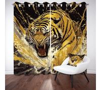 Pggong Rideaux 140x225cm Graffiti Tigre Imprime Rideau Occultant Thermique Animaux Sauvages Moderne Lot de 2 Rideau Opaque à Oeillets Isolation Phonique Isolant UV Chambre Salon