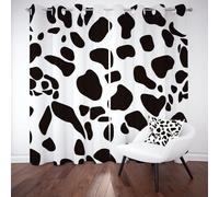 Pggong Rideaux Thermique Léopard Imprime Noir et Blanc Rideau Occultant Motif Animal Moderne Minimaliste Rideau Phonique Anti Froid et Chaleur Opaque à Oeillets Lot de 2 132x145 cm pour Salon Chambre