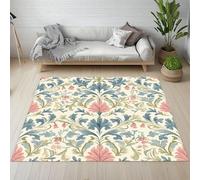 Pggong Tapis 140x200cm Fleurs Sauvages Feuille Plantes Tapis Antidérapant Floral Style Victorien Paillasson Doux Lavable à Poils Courts pour Salon Chambre Enfant Bureau