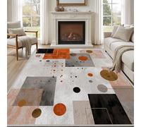 Pggong Tapis 140x200cm Moderne Abstrait Géométrique Tapis Antidérapant Motif Cercle Minimaliste Épissage Paillasson Doux Lavable à Poils Courts pour Salon Chambre Enfant Bureau