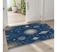 Pggong Tapis Antidérapant Boho Soleil et Lune Astrologie Paillasson Lavable Boheme Système Solaire Constellation Grand Tapis 200x200 cm Doux à Poils Courts pour Salon Chambre à Coucher Bureau