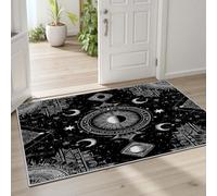 Pggong Tapis Antidérapant Boho Soleil et Lune Astrologie Paillasson Lavable Boheme Système Solaire Constellation Grand Tapis 200x200 cm Doux à Poils Courts pour Salon Chambre à Coucher Bureau