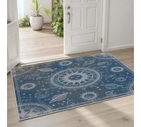 Pggong Tapis Antidérapant Boho Soleil et Lune Système Solaire Paillasson Lavable Boheme Astrologie Constellation Grand Tapis 200x200 cm Doux à Poils Courts pour Salon Chambre à Coucher Bureau