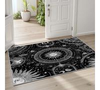 Pggong Tapis Chambre Boho Soleil et Lune Corps Céleste Tapis D'entrée Intérieur Boheme Système Solaire Abstrait Paillasson Antidérapant Lavable Doux Poils Ras 80x120cm pour Salon Bureau