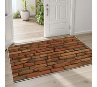 Pggong Tapis Chambre Brique Blanc Rouge Vintage Tapis D'entrée Intérieur Nostalgique Géométrique Paillasson Antidérapant Lavable Doux Poils Ras 80x120cm pour Salon Bureau