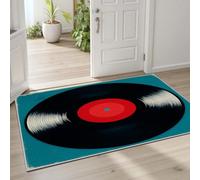 Pggong Tapis Chambre Disque Vinyle Vintage Tapis D'entrée Intérieur Nostalgique Géométrique Paillasson Antidérapant Lavable Doux Poils Ras 80x120cm pour Salon Bureau