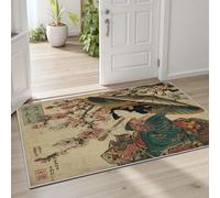Pggong Tapis Chambre Geisha Fleurs de Cerisier Fleur de Prunier Tapis D'entrée Intérieur Japonais Traditionnel Vintage Paillasson Antidérapant Lavable Doux Poils Ras 80x120cm pour Salon Bureau