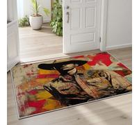 Pggong Tapis Cowboy Ouest Enfant, Paillasson Cowboy Wild Vintage Tacheté Doux à Poils Courts, Tapis Grunge Graffiti 60x90 cm, Lavable, Antidérapant, pour Le Chambre à Coucher